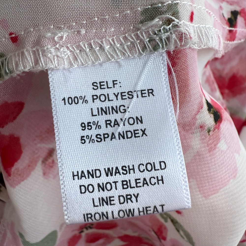 IF BY SEA Floral Ruffle Blouse Women's Small Pink Romantic Long Sleeve Romantic - Picture 8 of 9